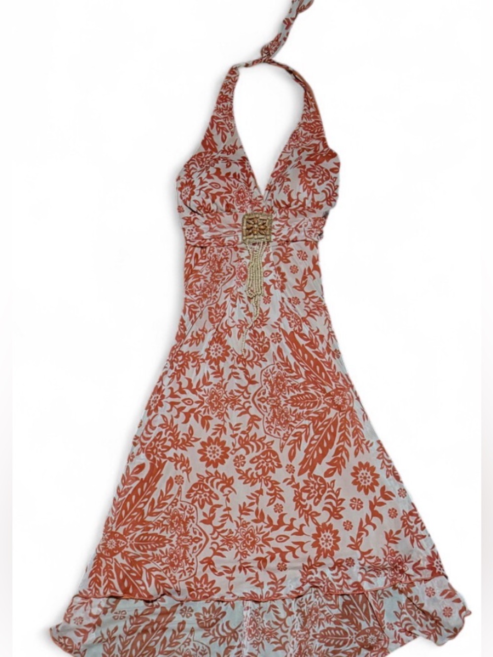Vintage Y2K Speechless Orange Floral Halter Dress